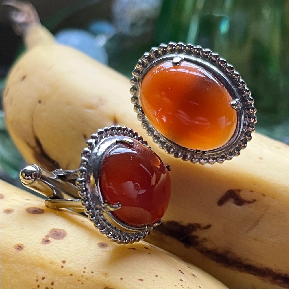 Vintage Carnelian Cufflinks – 1960s Era